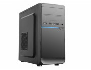 HPC D-08  mATX Case, (500W, 24 pin, 1x 8pin(4+4), 2xSATA, 2xIDE, 1x FDD, 12cm fan), 2xUSB2.0 / HD Audio, Shiny Black + Blue decoration